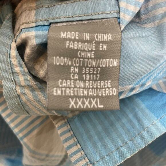 Marithe Francois Girbaud Blue Plaid Print Button Long Sleeve Shirt 4XL Men - Picture 4 of 8